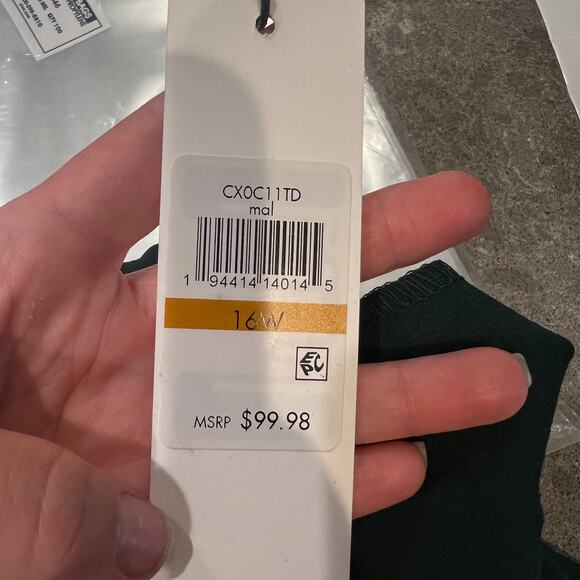 CALVIN KLEIN Women's Tulip-Sleeve Sheath Knee-length Dress Size 16W In Green - Picture 6 of 8